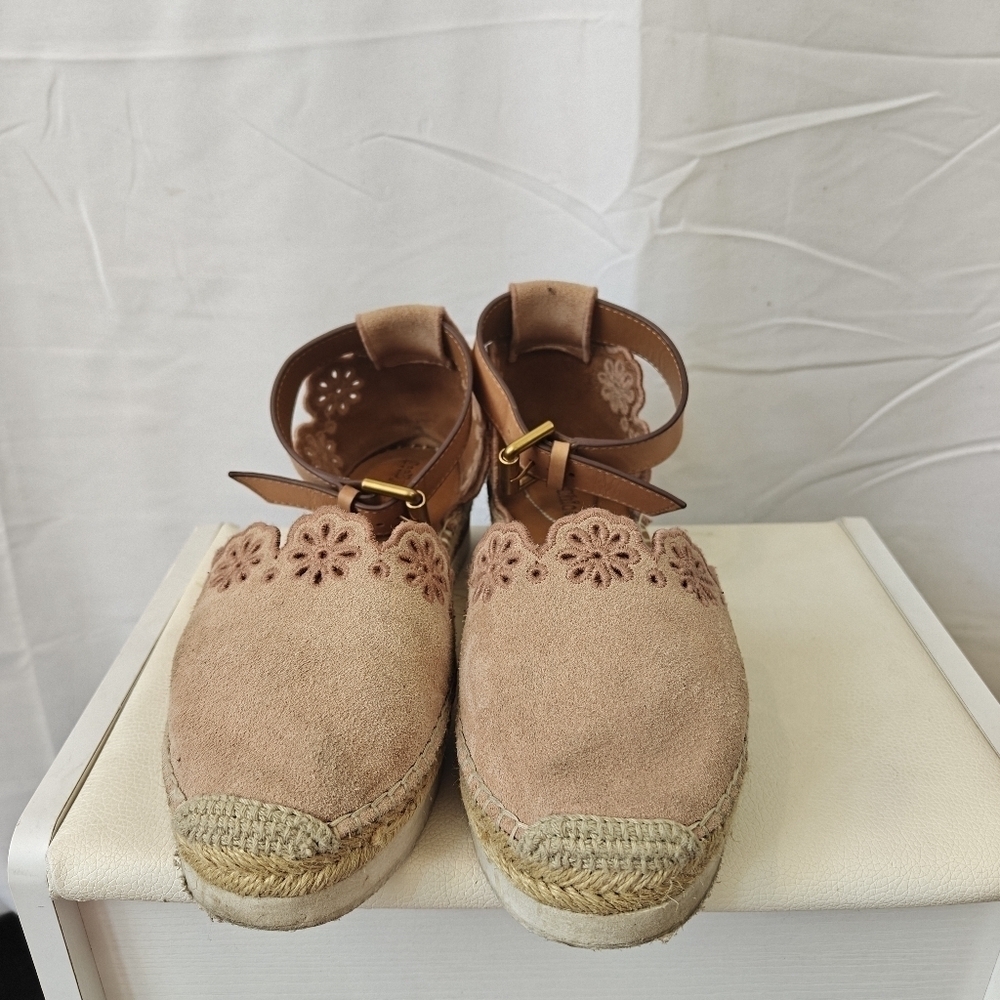 See by Chloe Scalloped Espadrilles In Blush Pink Size EU 37 US 7 Women's - Picture 12 of 16